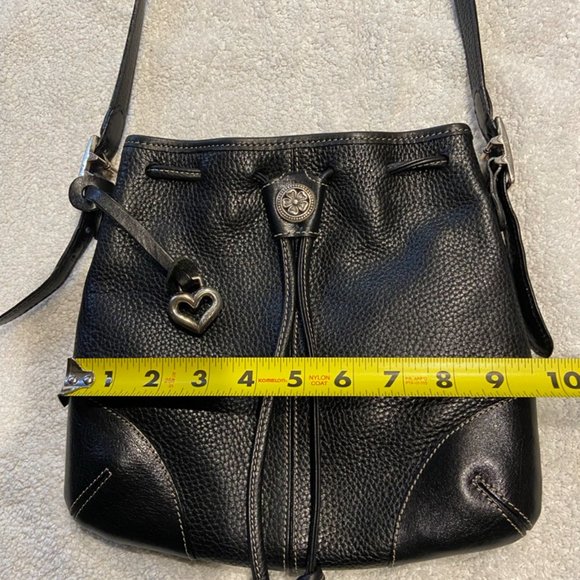 Brighton Heart Black Leather Medium Crossbody Shoulder Purse - Picture 7 of 11